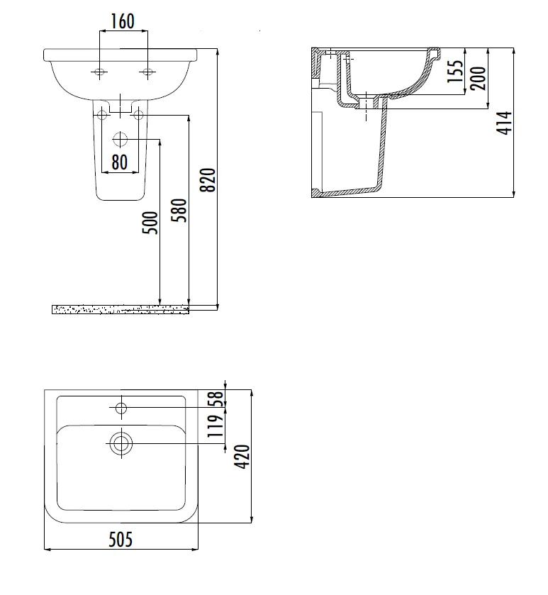 CREAVIT KEY Раковина подвесная KY050-00CB00E-0000