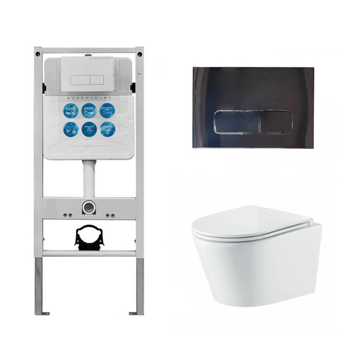 Инсталляция HYDROSMART 07801.N + Панель смыва HYDROSMART 07811.B + Унитаз Nofer Nantes 23013 белый