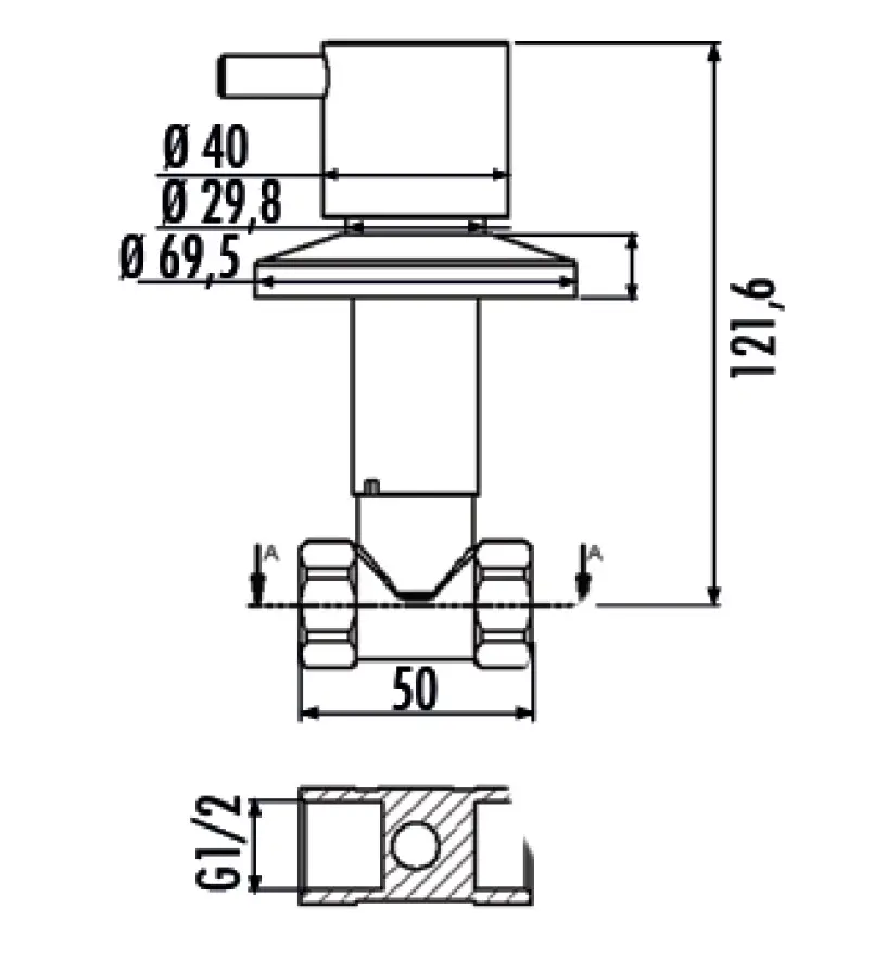CREAVIT AC90L Кран запорный 1/2-1/2