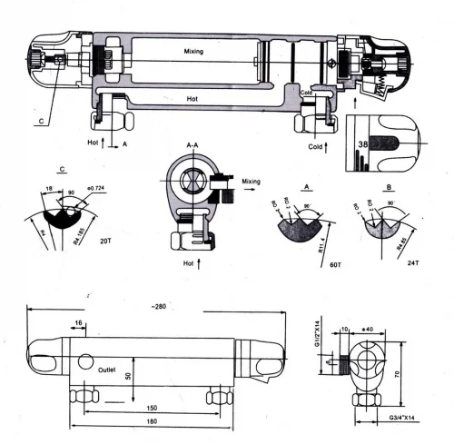 Термостатический смеситель для душа ZETA BR-830 (3/4)