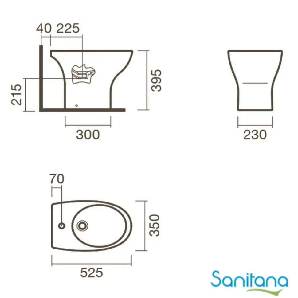 Биде приставное Sanitana POP S10076334900000